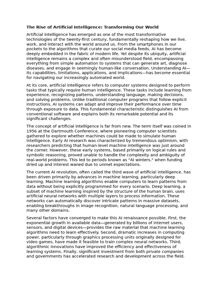 AI's Impact on Society and Technology | PDF | Artificial Intelligence ...