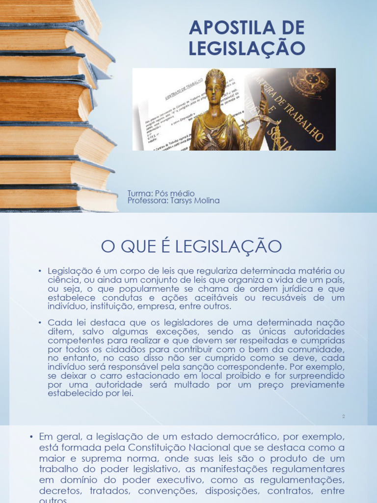 Apostila de Legislação 1 | PDF | Segurança e saúde ocupacional | Lei ...