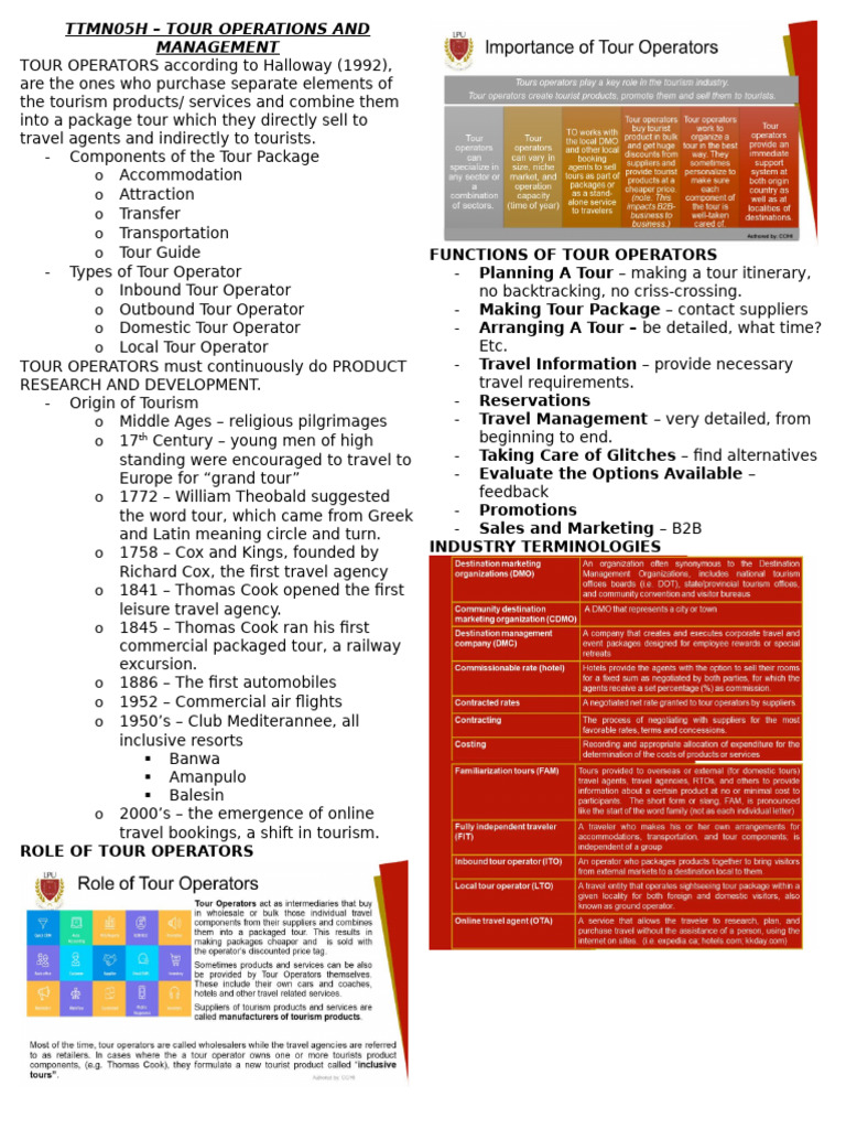 Tour Operations and Management Overview | PDF