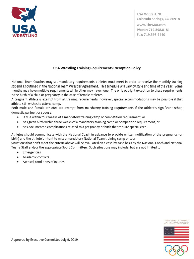 Training Requirement Exemption Policy 2019 | PDF