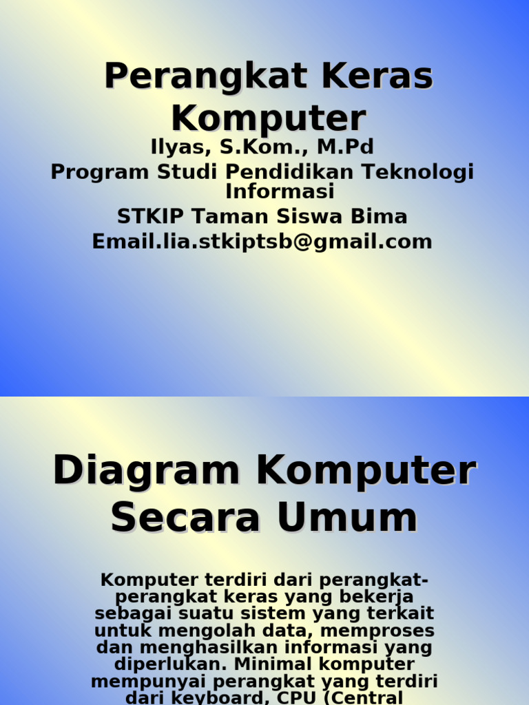 Perangkat Keras Komputer dan Fungsinya | PDF