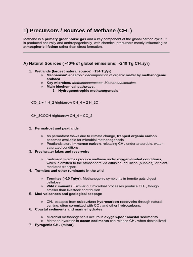 Methane Sources, Reservoirs, and Cycling | PDF | Greenhouse Gas | Methane