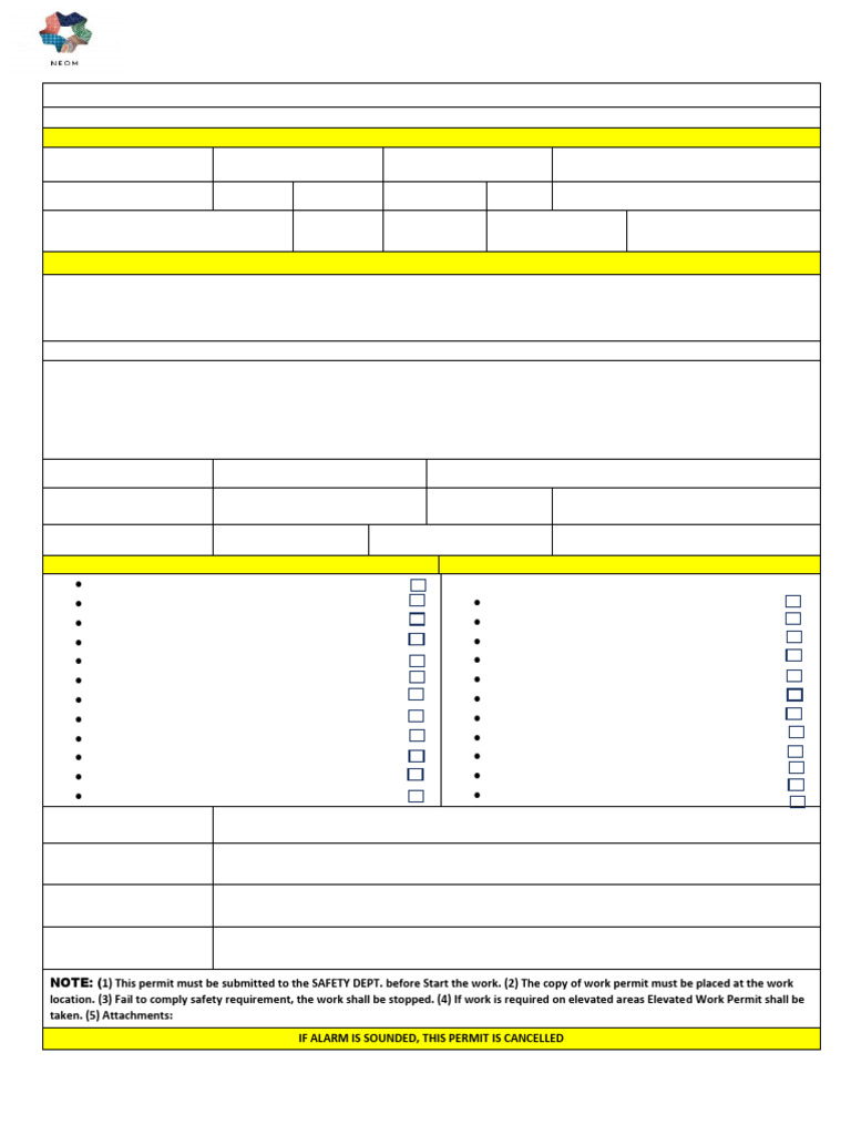 Work at Height Permit Template | PDF | Personal Protective Equipment ...