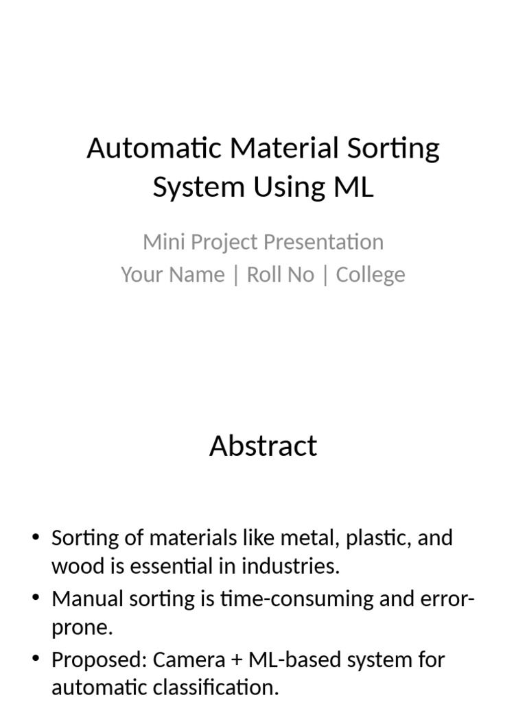 ML-Based Automatic Material Sorting System | PDF | Automation ...