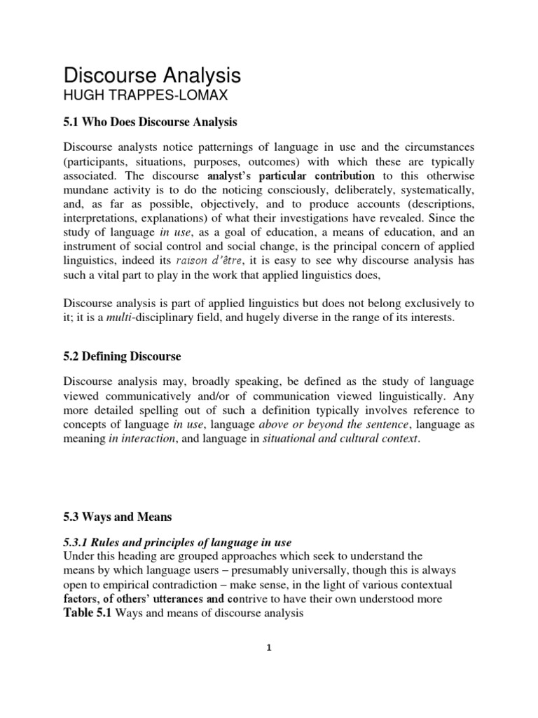 Discourse Analysis in Applied Linguistics | PDF | Language Education ...