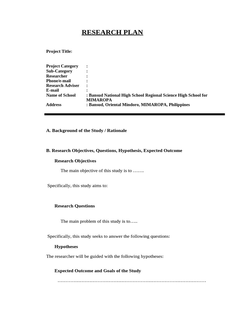 Research Plan Format | PDF