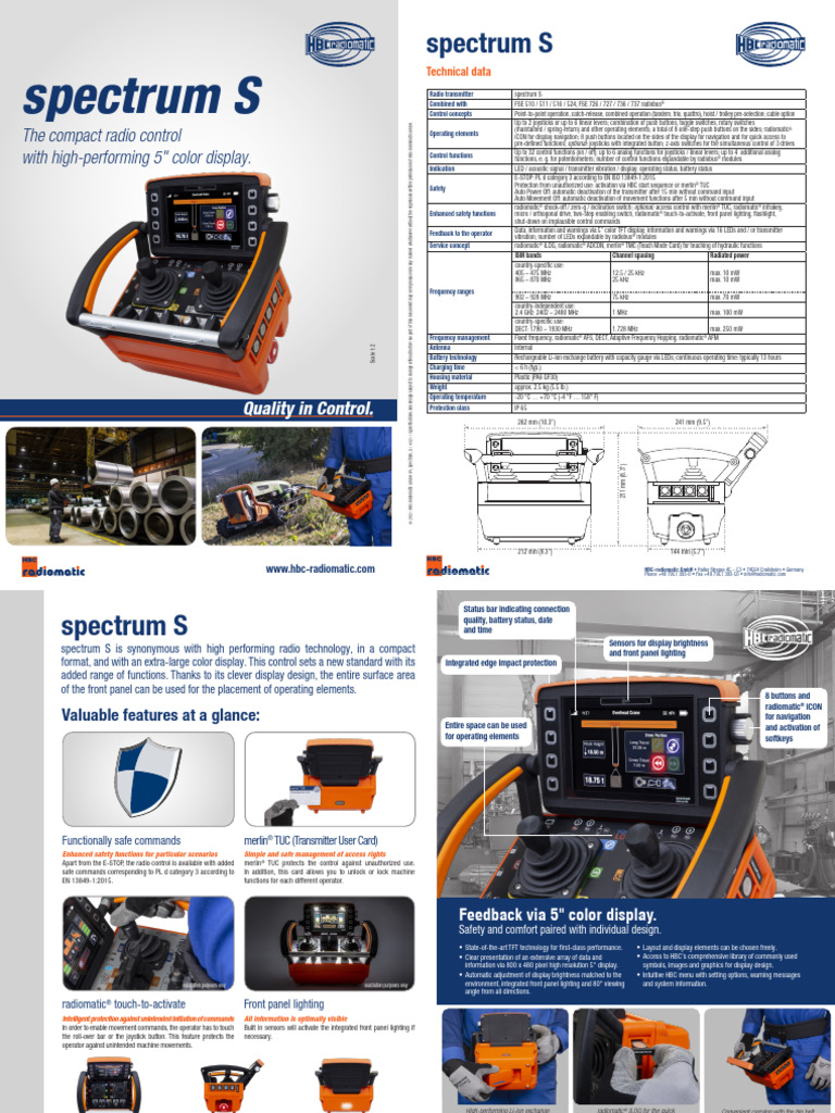HBC Product Information Spectrum S | PDF | Hertz | Electronics