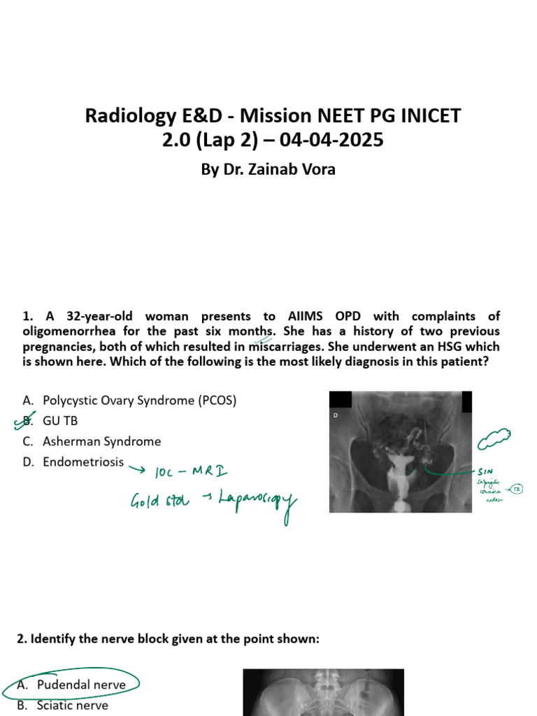 Radiology Cases for NEET PG INICET 2025 | PDF | Back Pain | Kidney