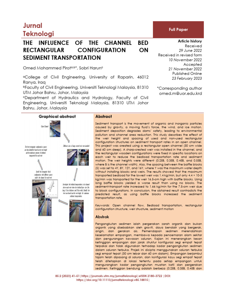 Sediment Transport in Rectangular Channels | PDF | River Delta | River