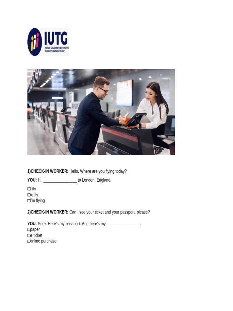 Airline Check-In Conversation Practice | PDF