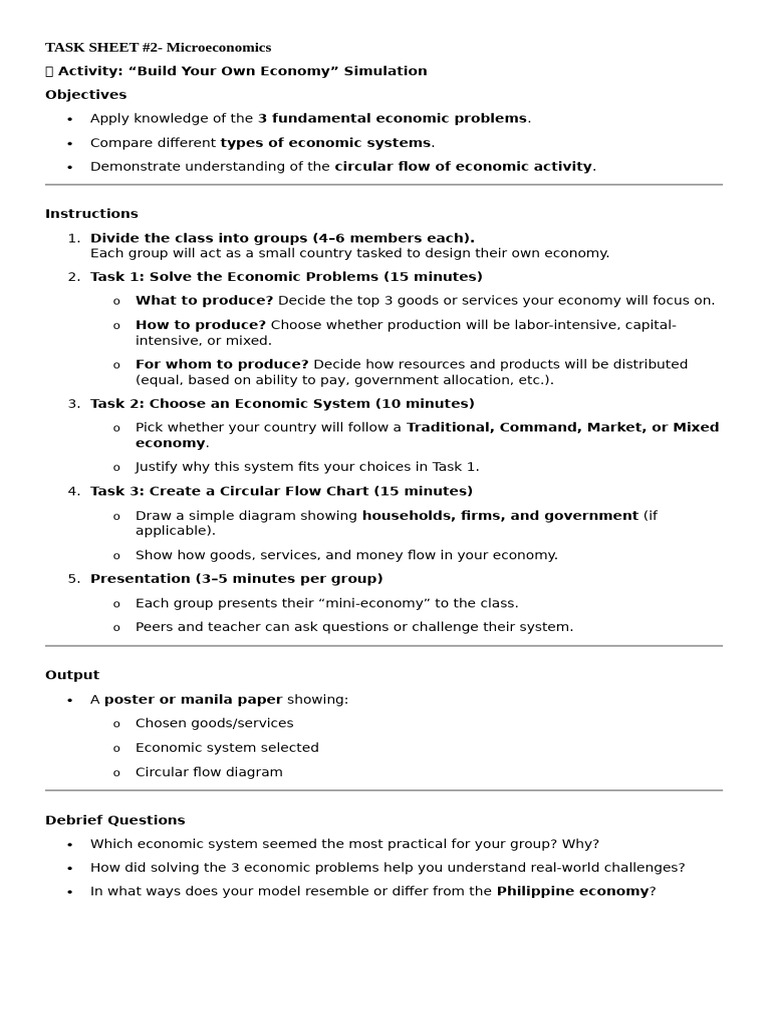 Build Your Own Economy Simulation Guide | PDF