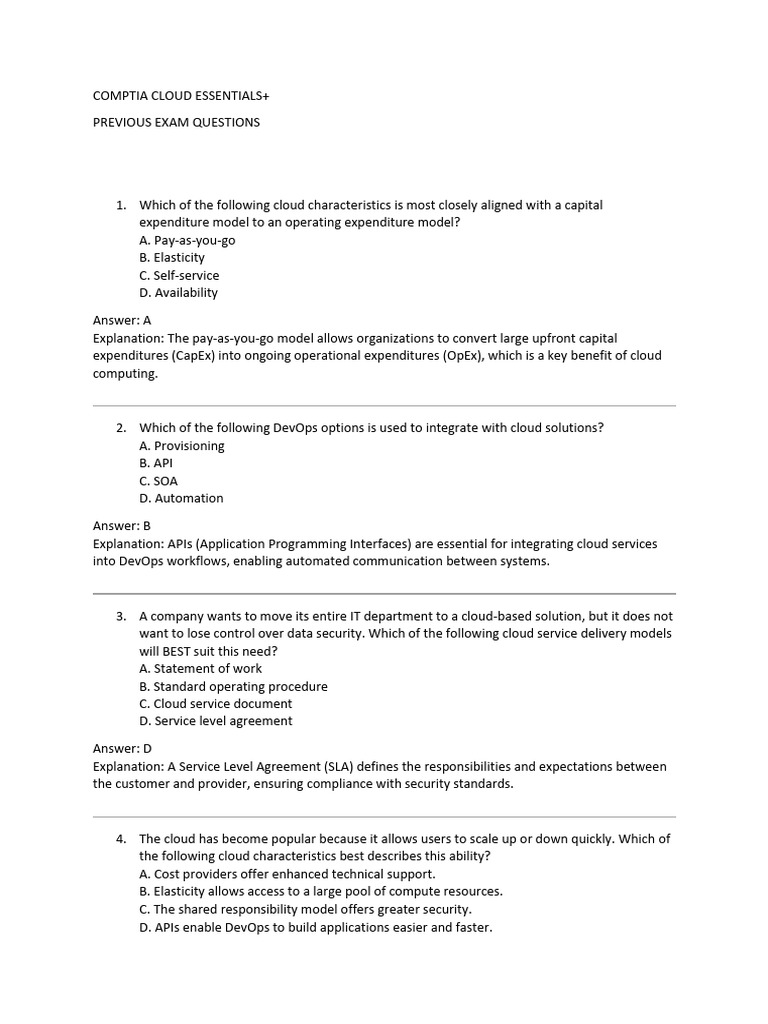 Comptia Cloud Essentials | PDF | Cloud Computing | Scalability