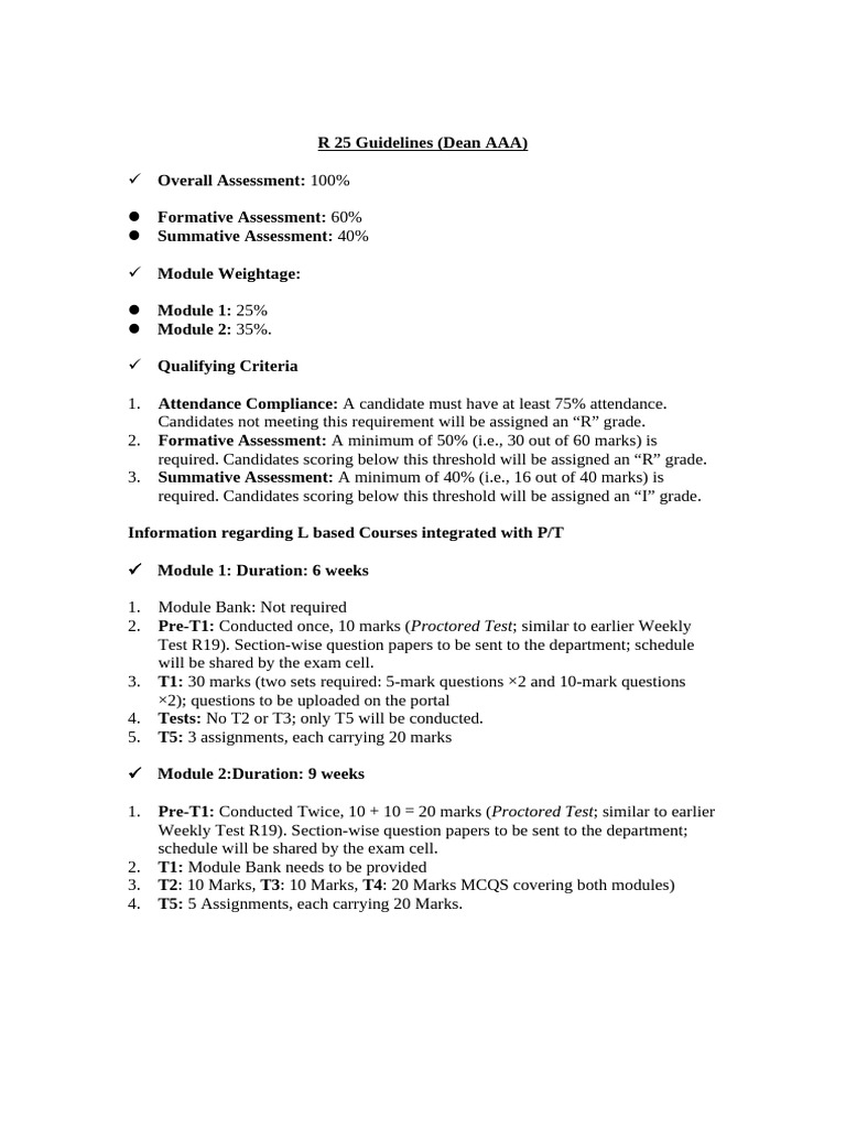 R25 Assessment Guidelines and Criteria | PDF