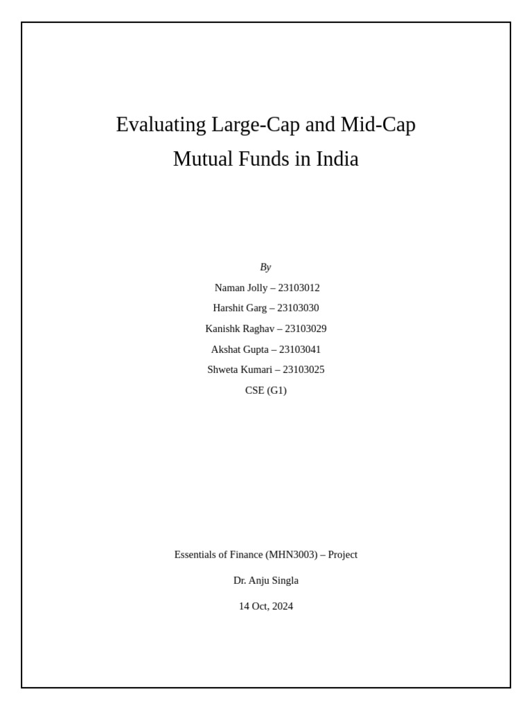 Performance of Large-Cap vs Mid-Cap Funds | PDF | Sharpe Ratio ...