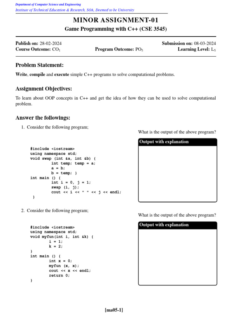 GPWC Minor Assignment 001 | PDF | C++ | Namespace