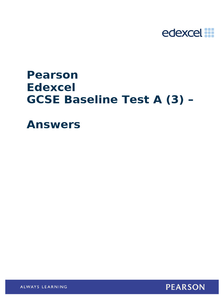 Edexcel GCSE Baseline Test A Answers | PDF | Mathematics