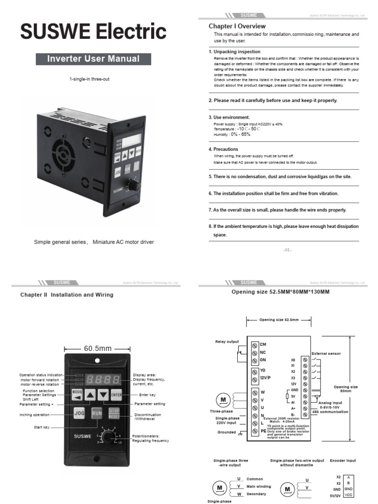 Inverter User Manual for AC Motor Driver | PDF | Power Supply | Power ...