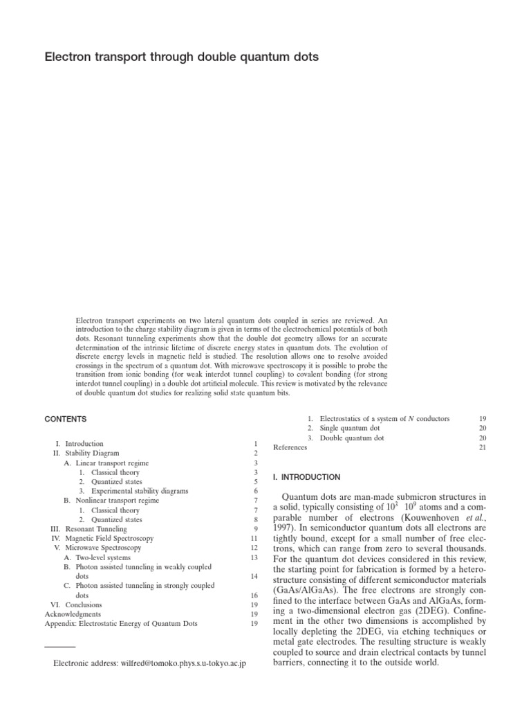 Electron Transport in Double Quantum Dots | PDF | Chemical Bond ...