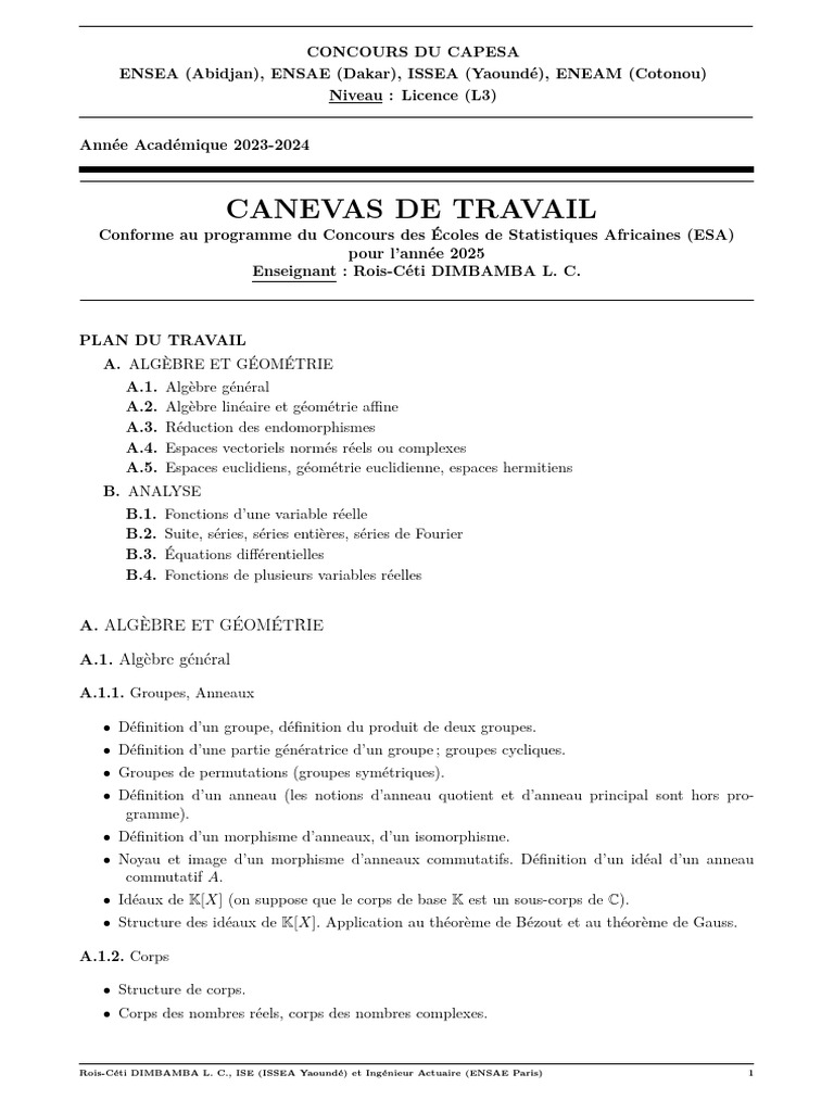 Concours CAPESA 2023-2024 : Programme Statistiques | PDF