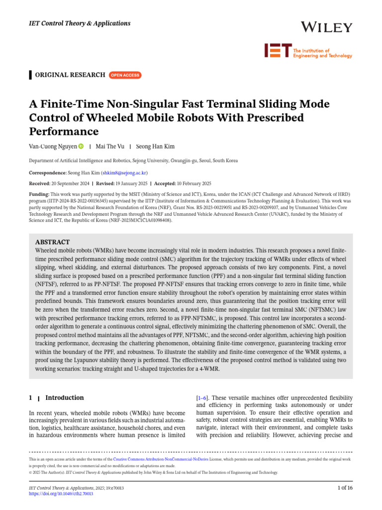 A Finite-Time Non-Singular Fast Terminal Sliding M | PDF | Kinematics ...