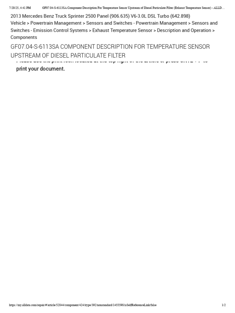 Exhaust Temperature Sensor Overview | PDF