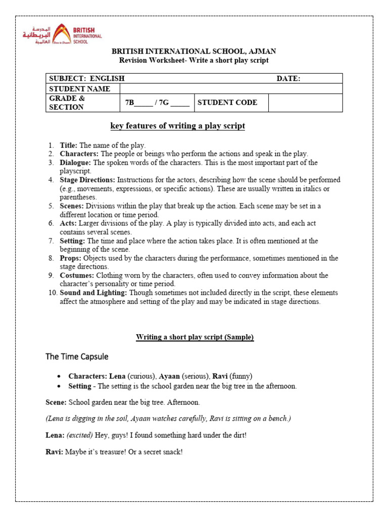 Play Script Writing Guide for Students | PDF | Human Communication ...