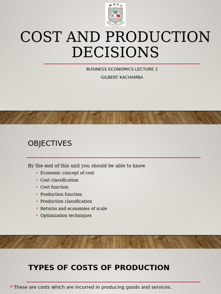 Cost and Production Decisions Explained | PDF | Marginal Cost | Average ...