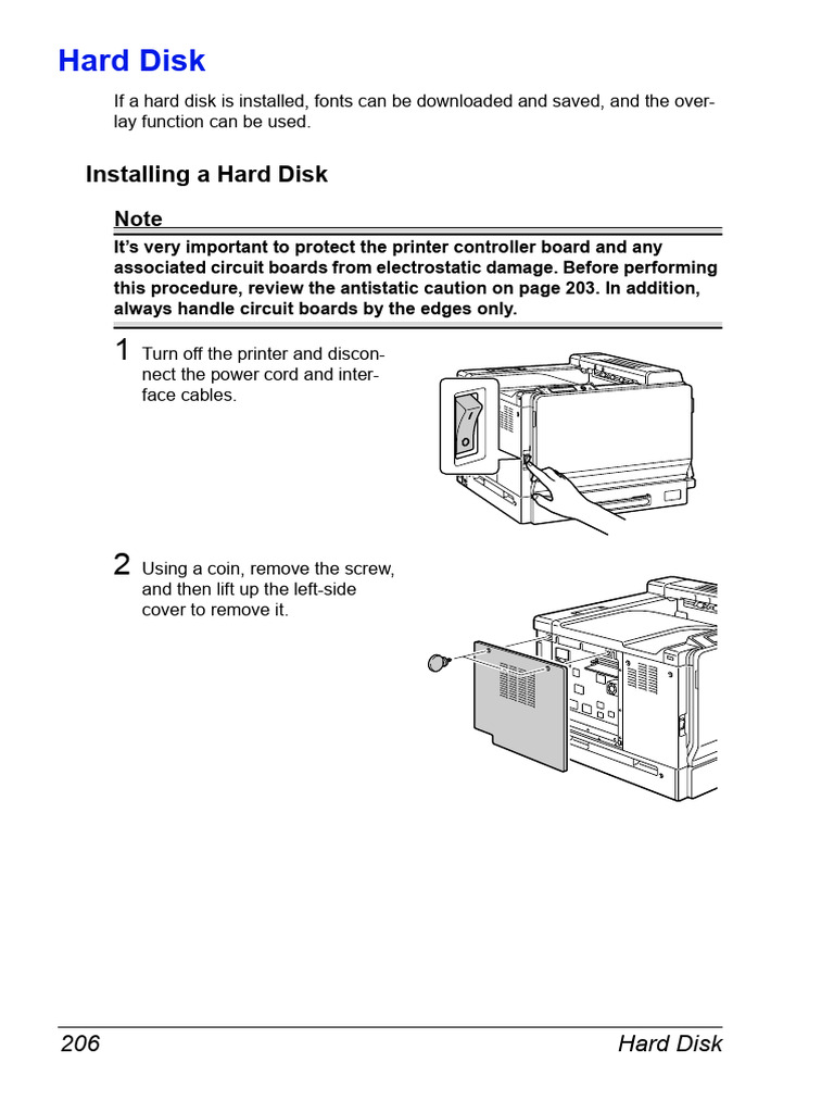 Installing a Hard Disk in Printers | PDF