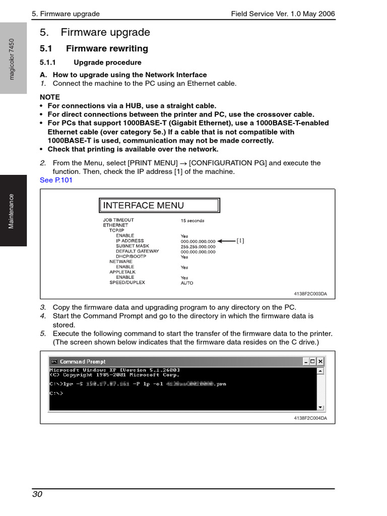 Magicolor 7450 Firmware Upgrade Guide | PDF | Booting | Printer (Computing)