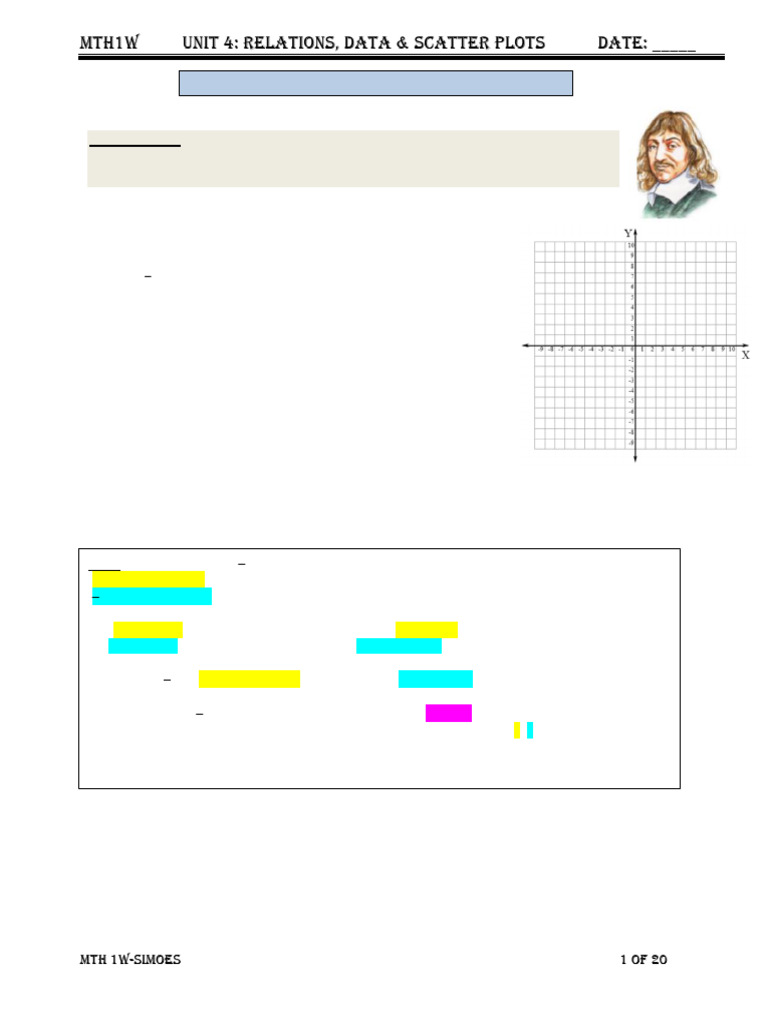 Unit 4 Data and Scatter Plots Notes 2024 | PDF | Cartesian Coordinate ...