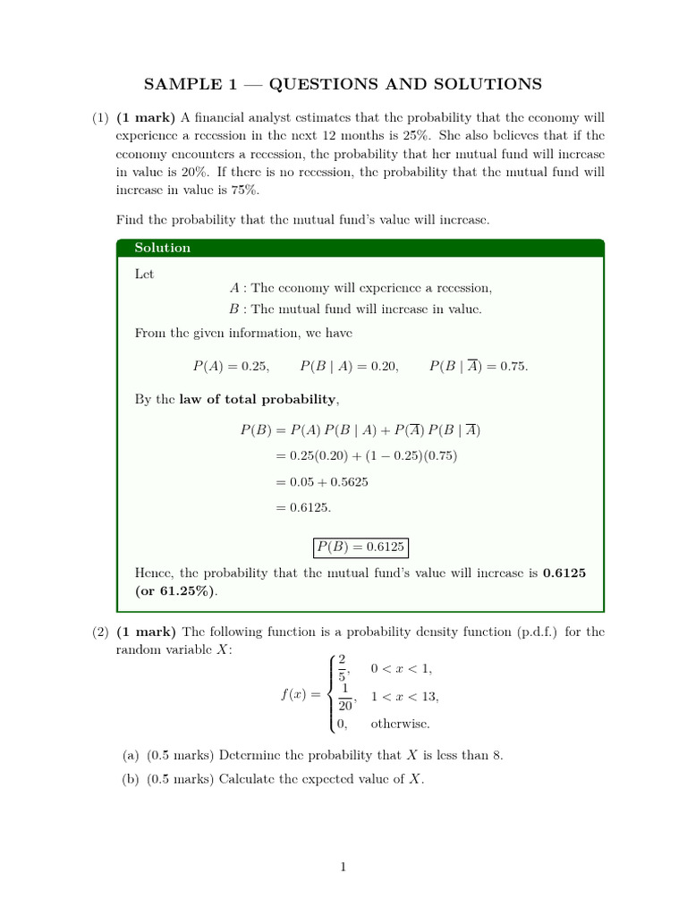 (Latex, Solution) Sample Final | PDF | Standard Deviation | Confidence ...