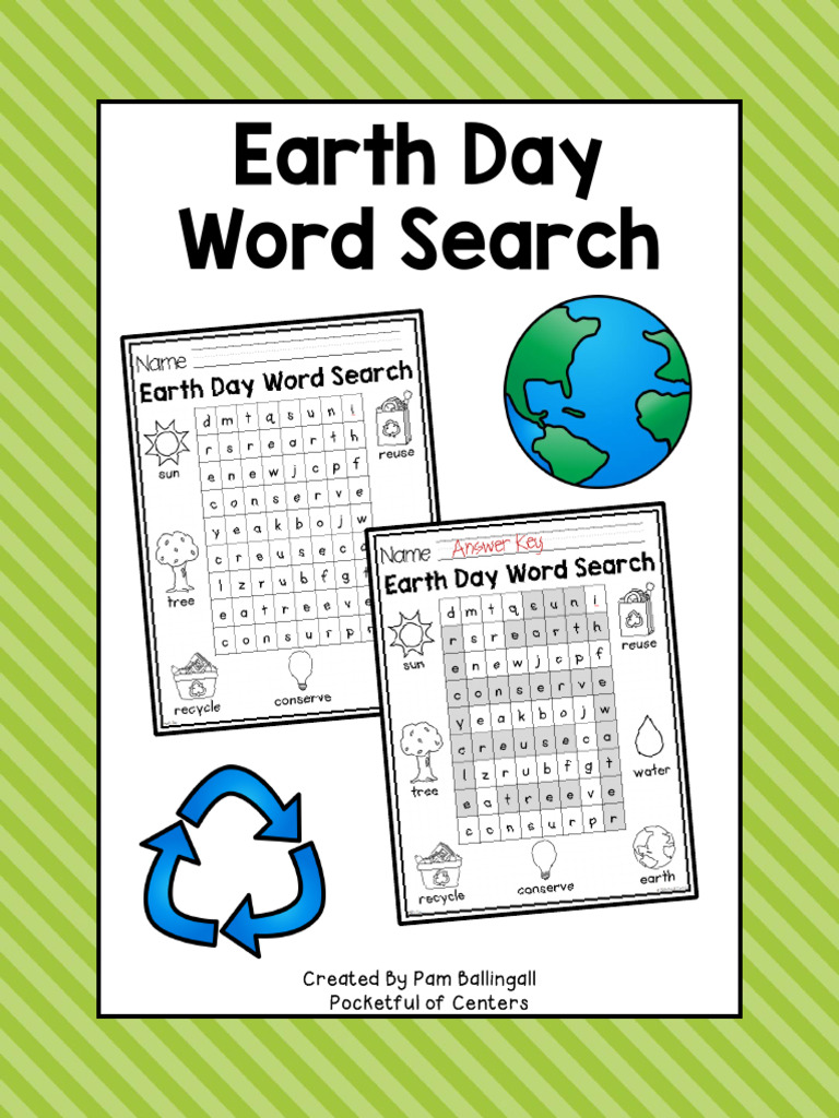 Earth Day Word Search: Created by Pam Ballingall Pocketful of Centers | PDF