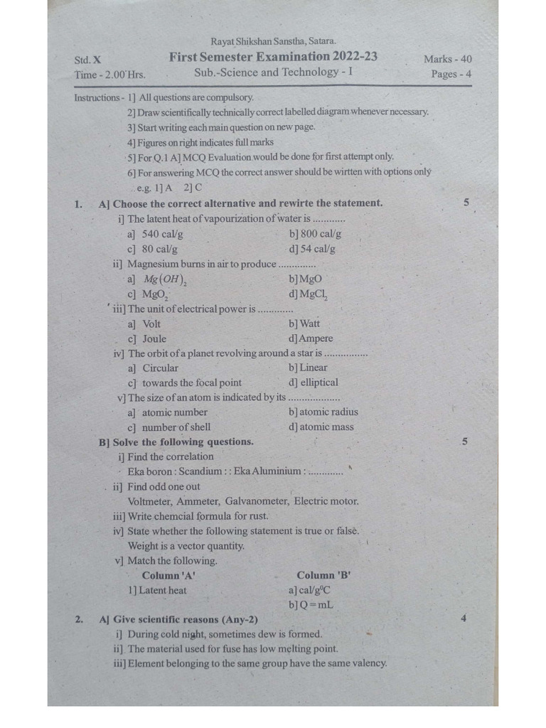 10th Science 1 Semi Sat 12022 23.PDF 1 | PDF