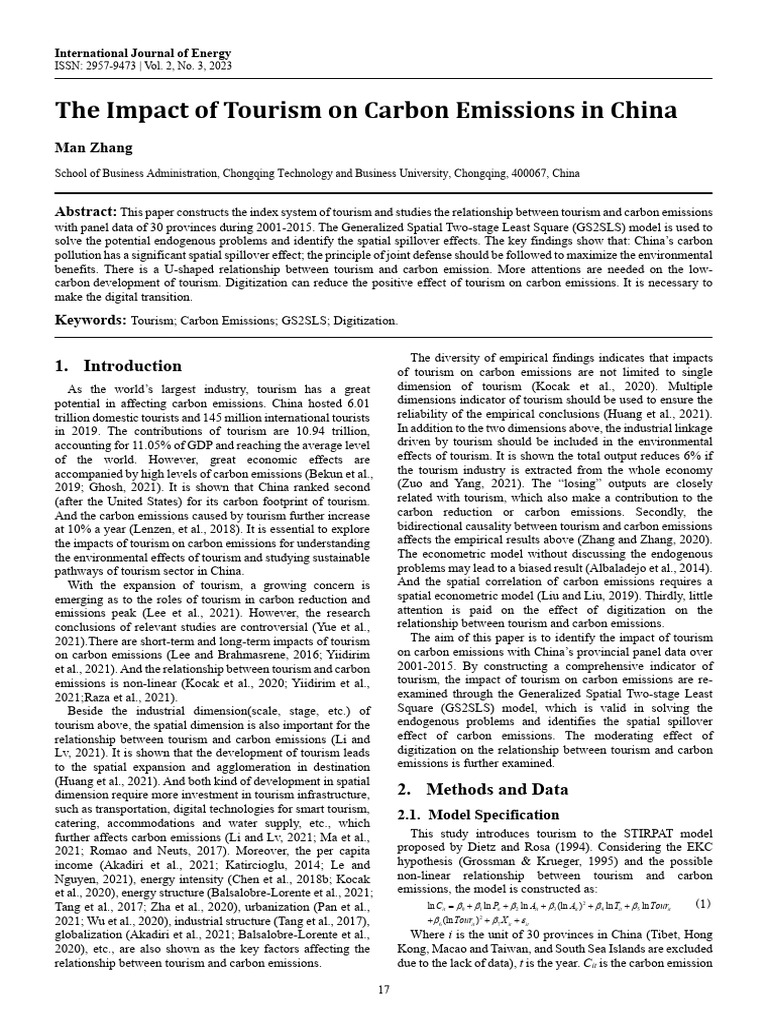Tourism's Impact on Carbon Emissions in China | PDF | Tourism | China