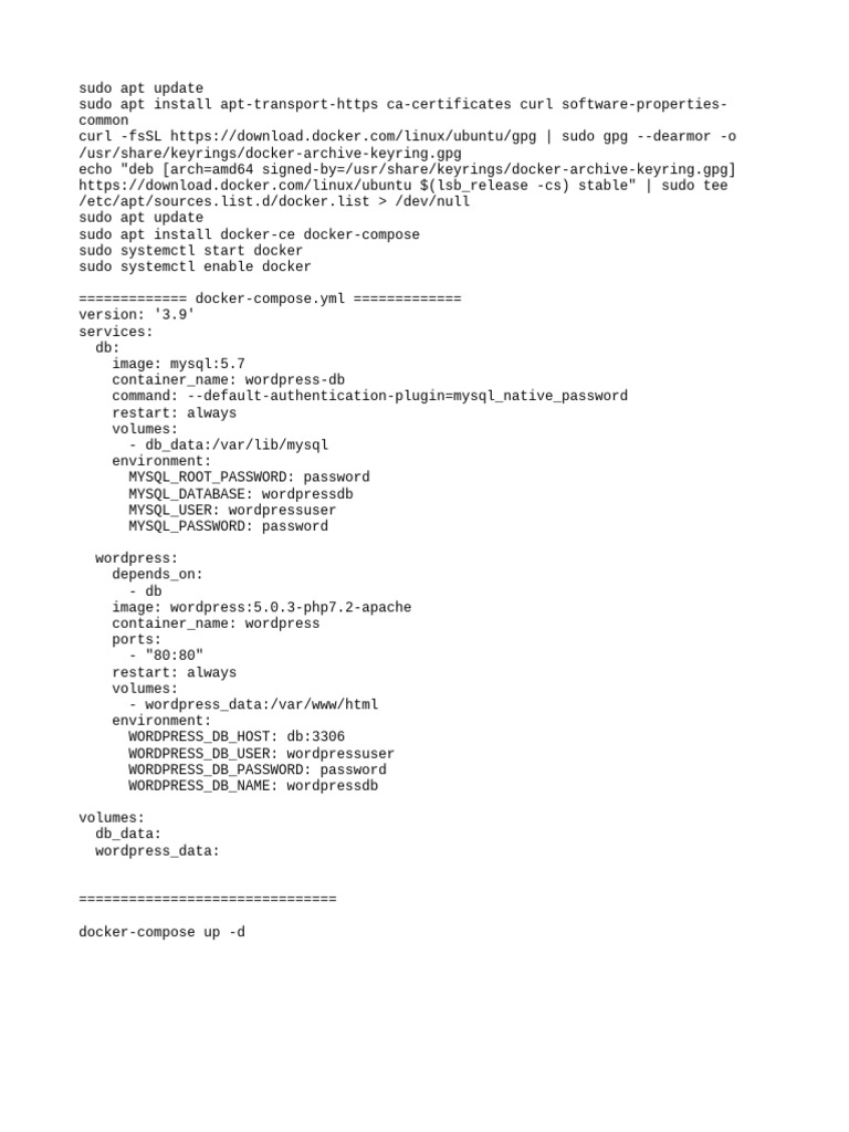 6.1 Installation de Wordpress Sur Docker | PDF