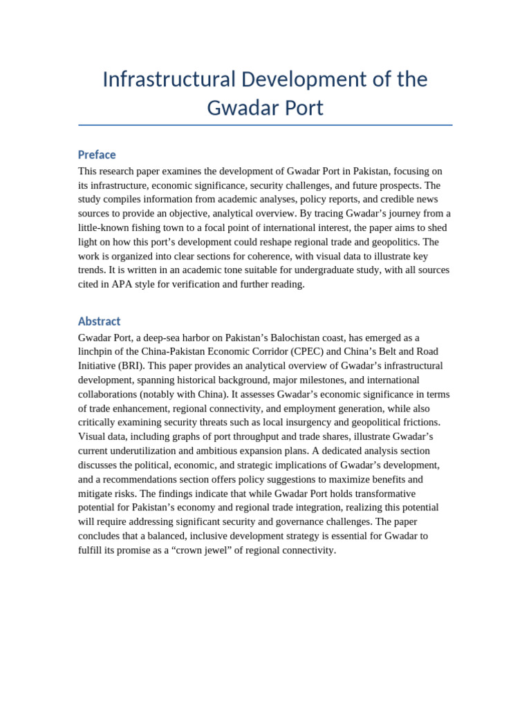 Gwadar Port Research Paper Part1 | PDF