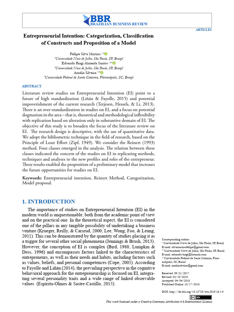 7 Entrepreneurial Intention Categorization, Classification of ...