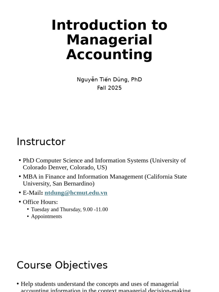 Managerial Accounting Course Overview | PDF | Educational Technology