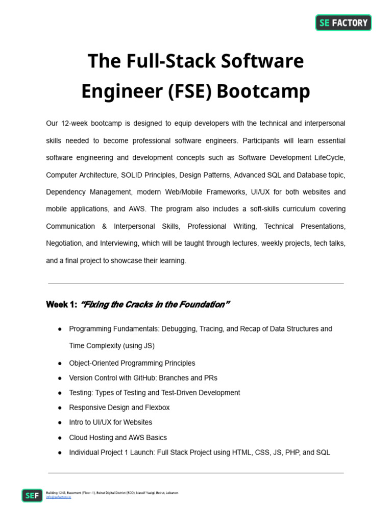 Full-Stack Software Engineer Bootcamp | PDF | Web Development ...