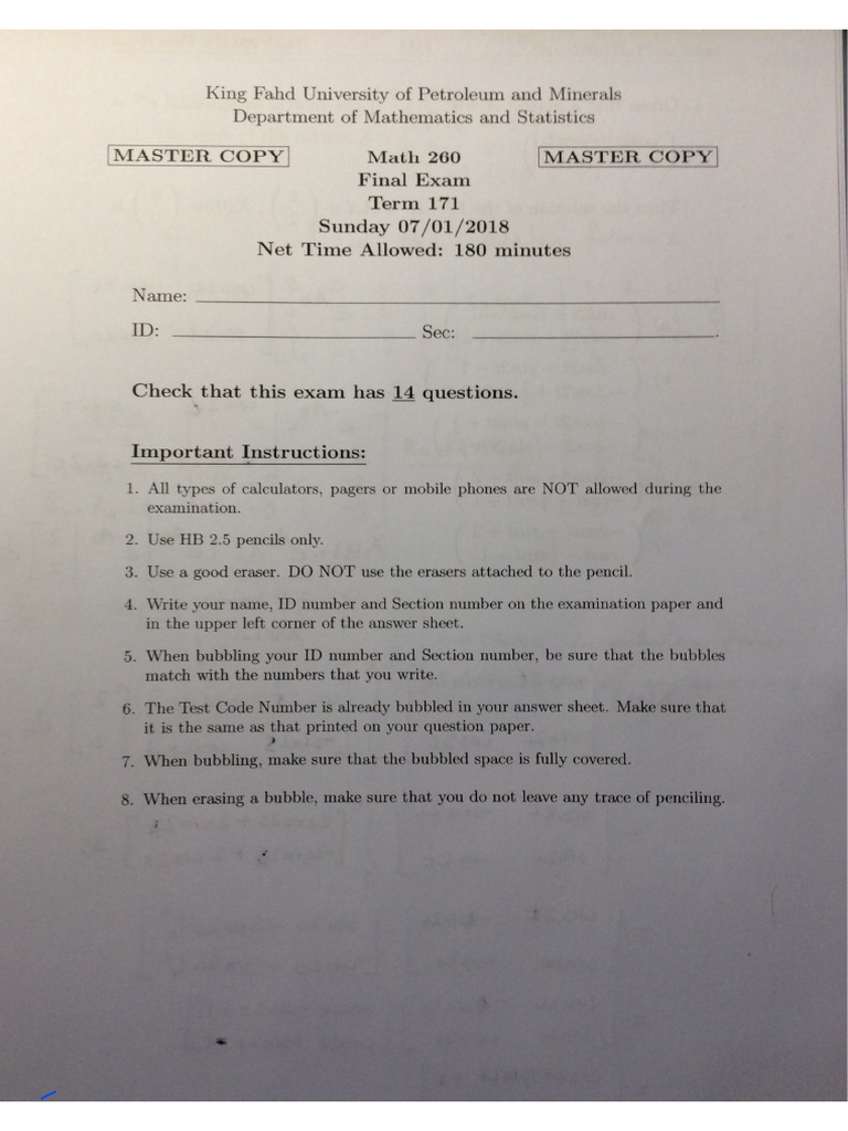 MATH260 171 Final Solved F | PDF