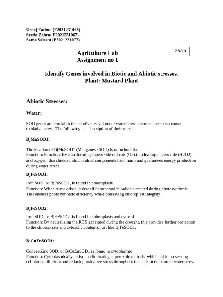 Abiotic and Biotic Stresses 1 | PDF | Reactive Oxygen Species ...
