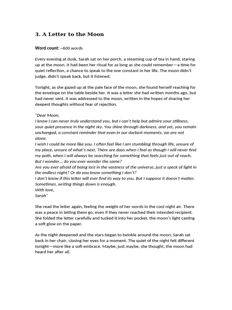 Letter to the Moon: A Reflection | PDF
