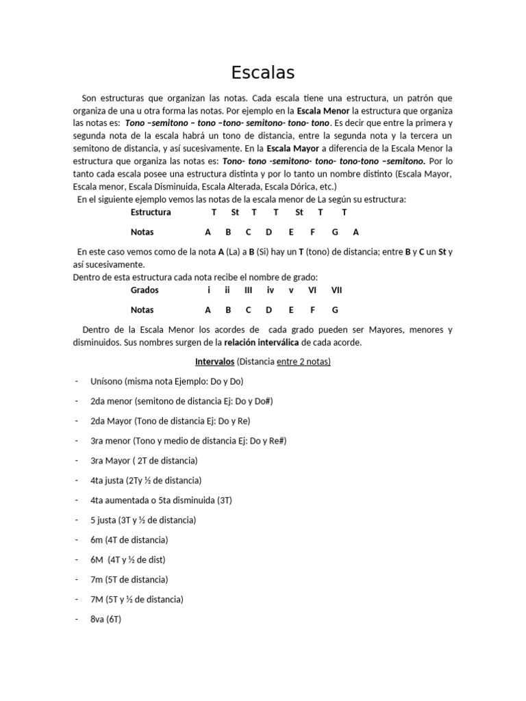 Estructura y Acordes de Escalas Menores | PDF | Escala (música ...