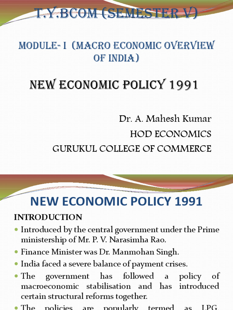 New Economic Policy 1991-1 | PDF | Macroeconomics | Economies