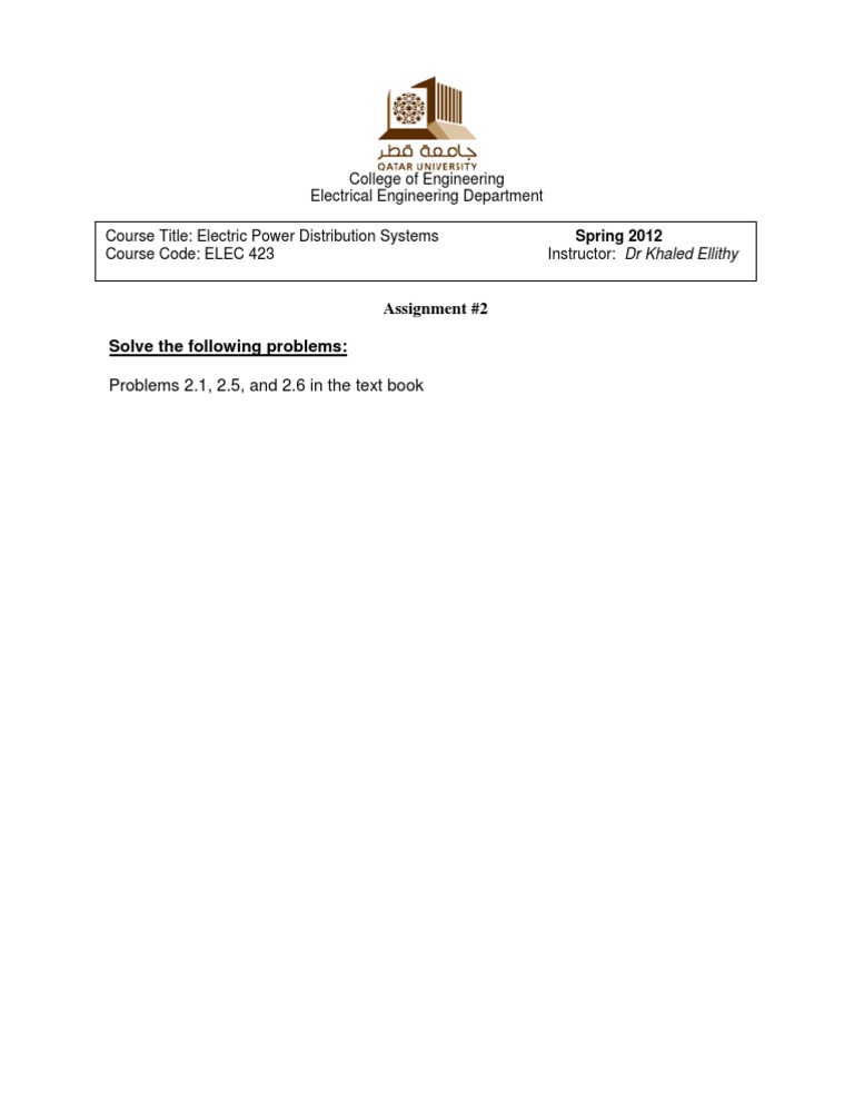 Electric Power Distribution Assignment 2 | PDF
