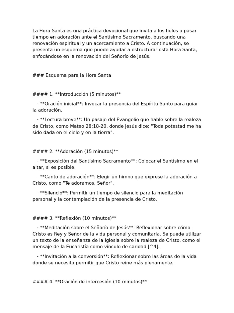 Esquema para la Hora Santa de Adoración | PDF | Cristo (título ...