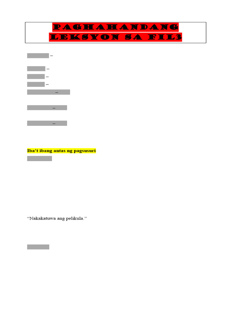 Paghahandang Leksyon Sa Fil3 | PDF