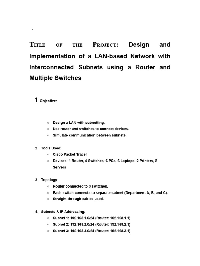 LAN Network Design with Subnets and Routing | PDF | Computer Network ...