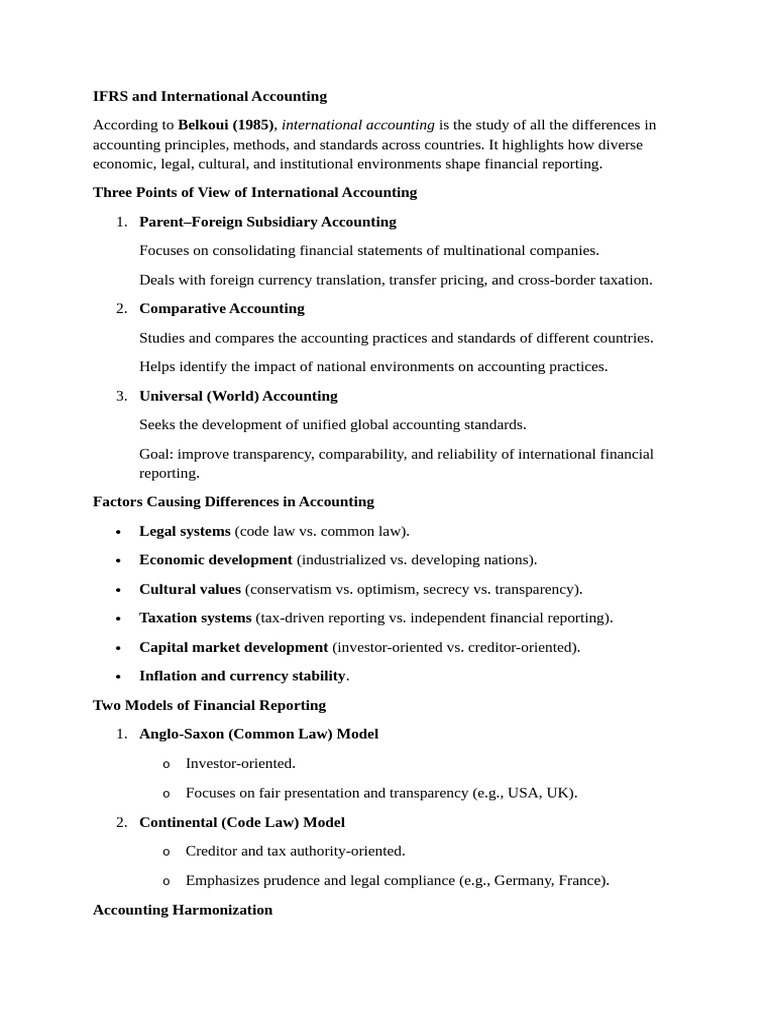 Summary IFRS and International Accounting - Muhammad Syauqi Lubis | PDF ...