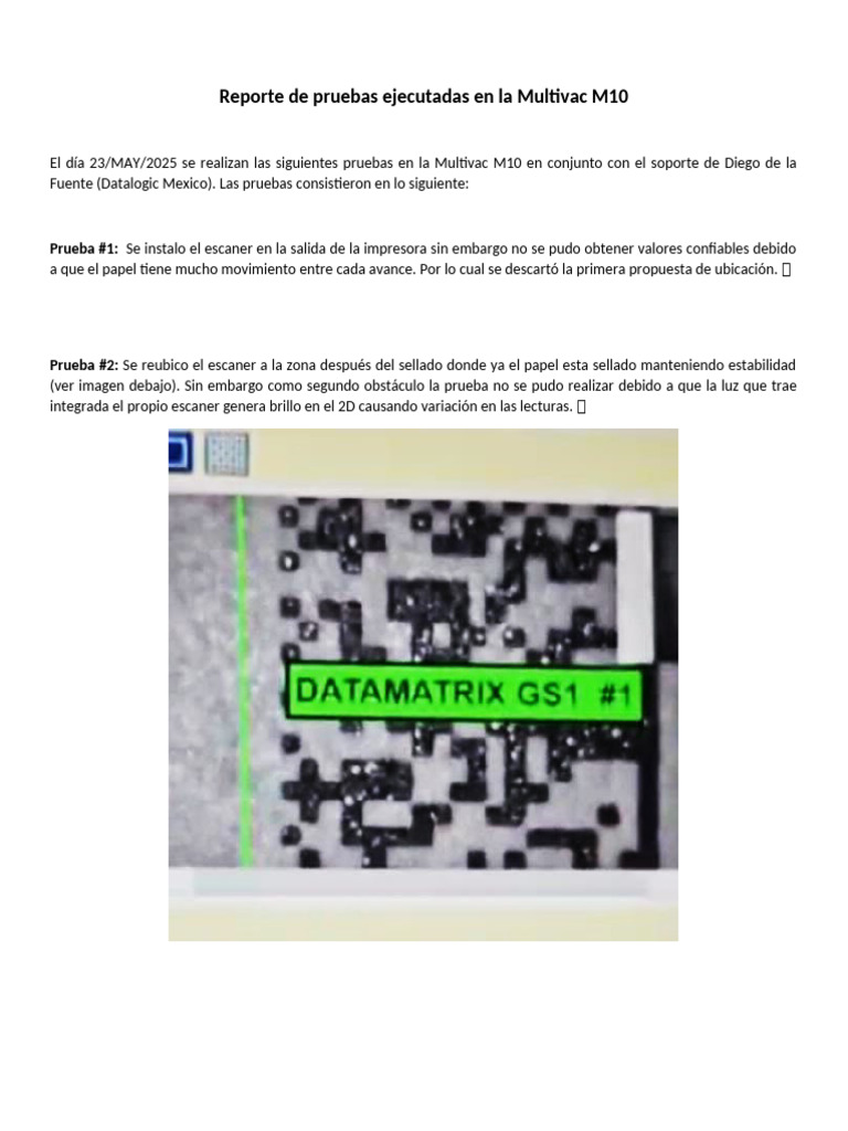 Pruebas de Escaneo en Multivac M10 | PDF